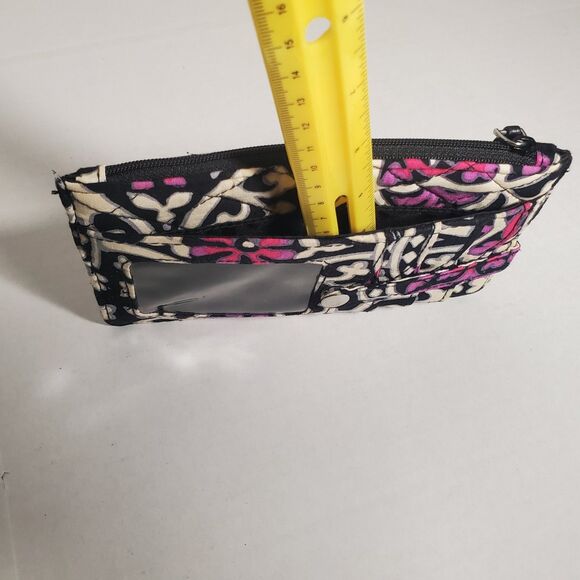 Vera Bradley ID Wallet Wristlet Card Holder Black‎ Pink Floral Quilted - Picture 5 of 12